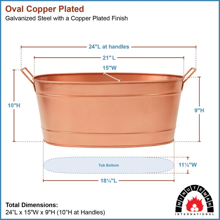 Minuteman Copper Oval Fireplace Log Tub with Handles