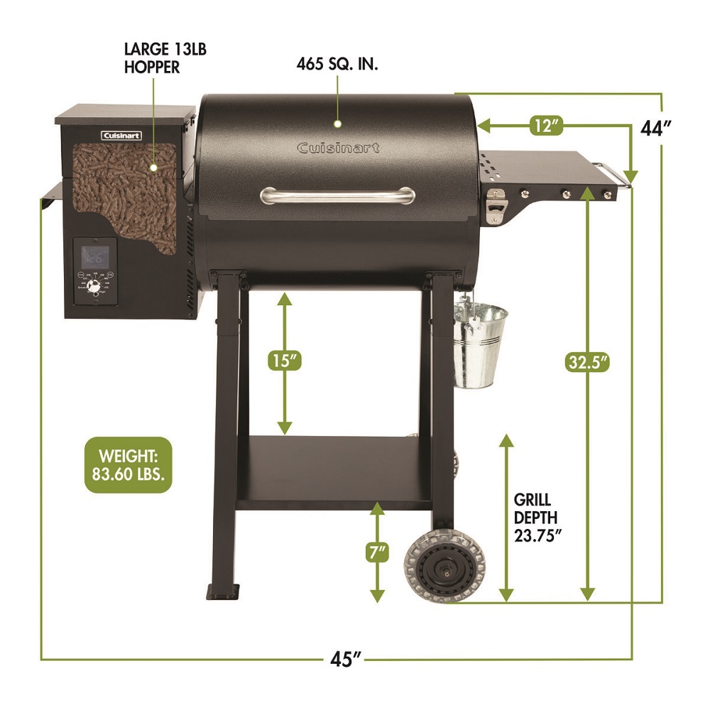 Cuisinart Grill 45 Inch Wood Pellet Grill and Smoker with 13 Pound Hopper