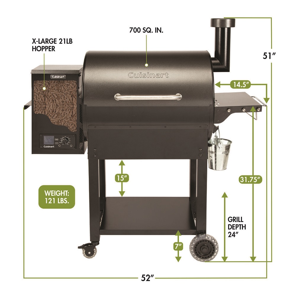 Cuisinart Grill 52 Inch Deluxe Wood Pellet Grill and Smoker with 21 Pound Hopper