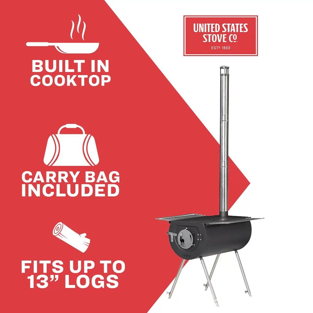 US Stove Company 14 Inch Caribou Backpacker Small Camp Wood Stove
