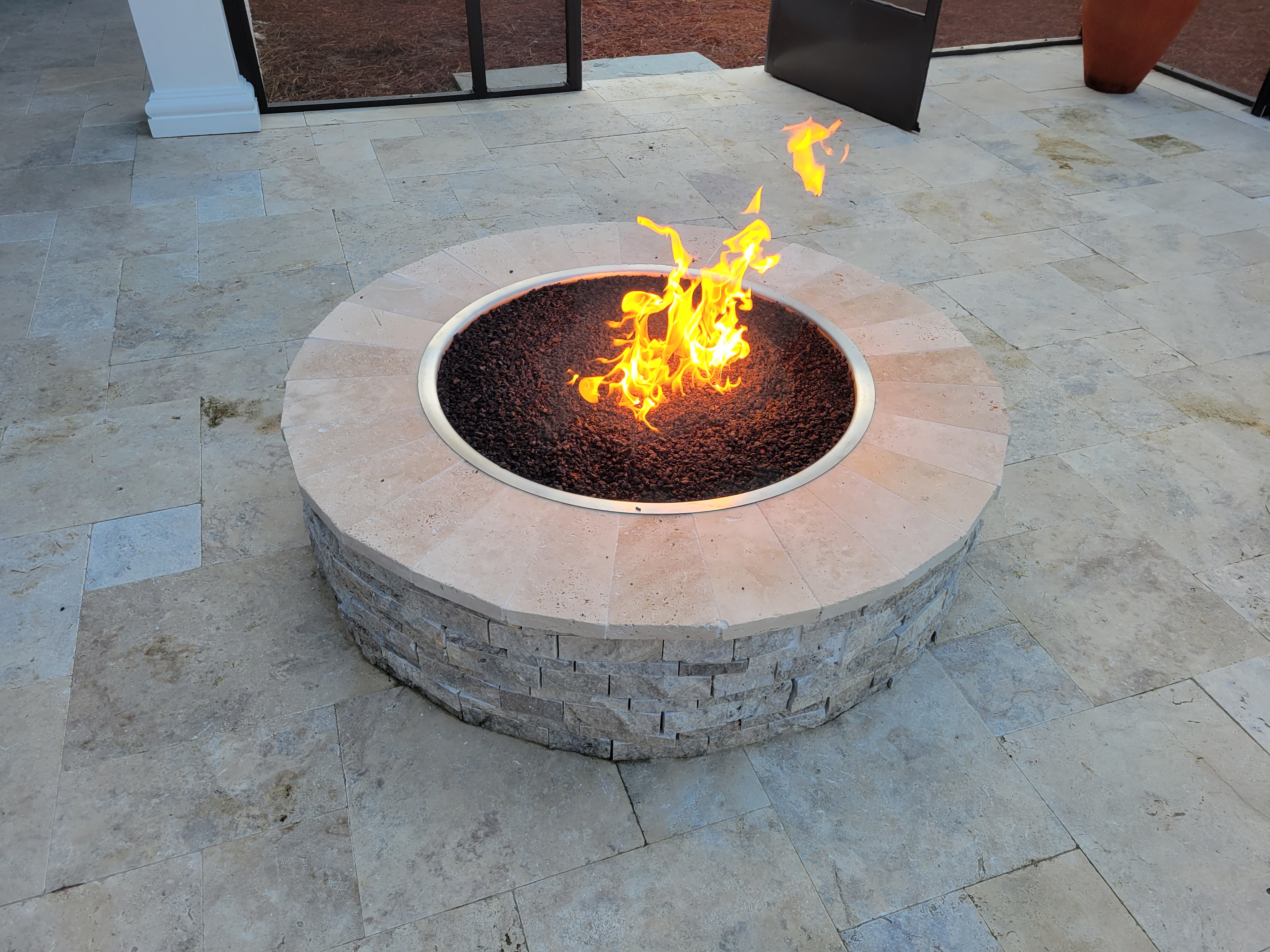 TessaRai Collection 46 Inch Round DIY Gas Fire Pit - Push Button Ignition