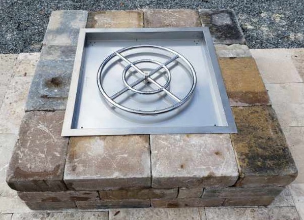 TessaRai Collection 40 Inch Square DIY Gas Fire Pit - Push Button Ignition