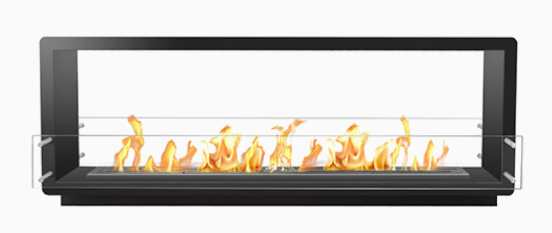 Bio Flame 72 Inch See-Through Ethanol Fireplace with 48 Inch Remote Control Burner