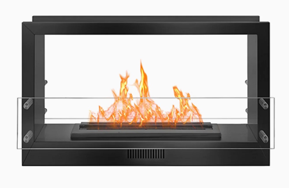 Bio Flame 39 Inch See-Through Ethanol Fireplace with 16 Inch Burner