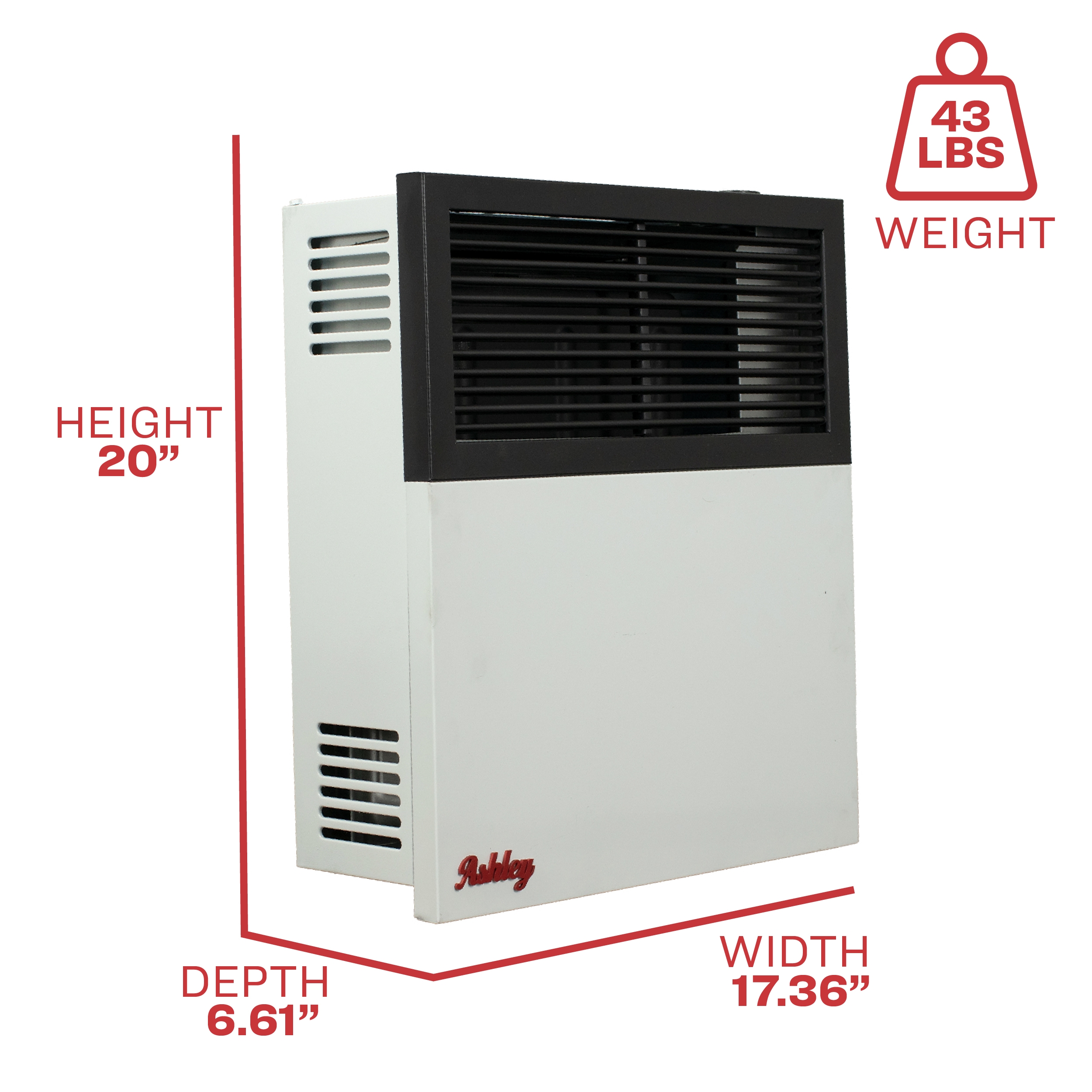 US Stove 18 Inch Ashley Direct Vent Gas Wall Heater
