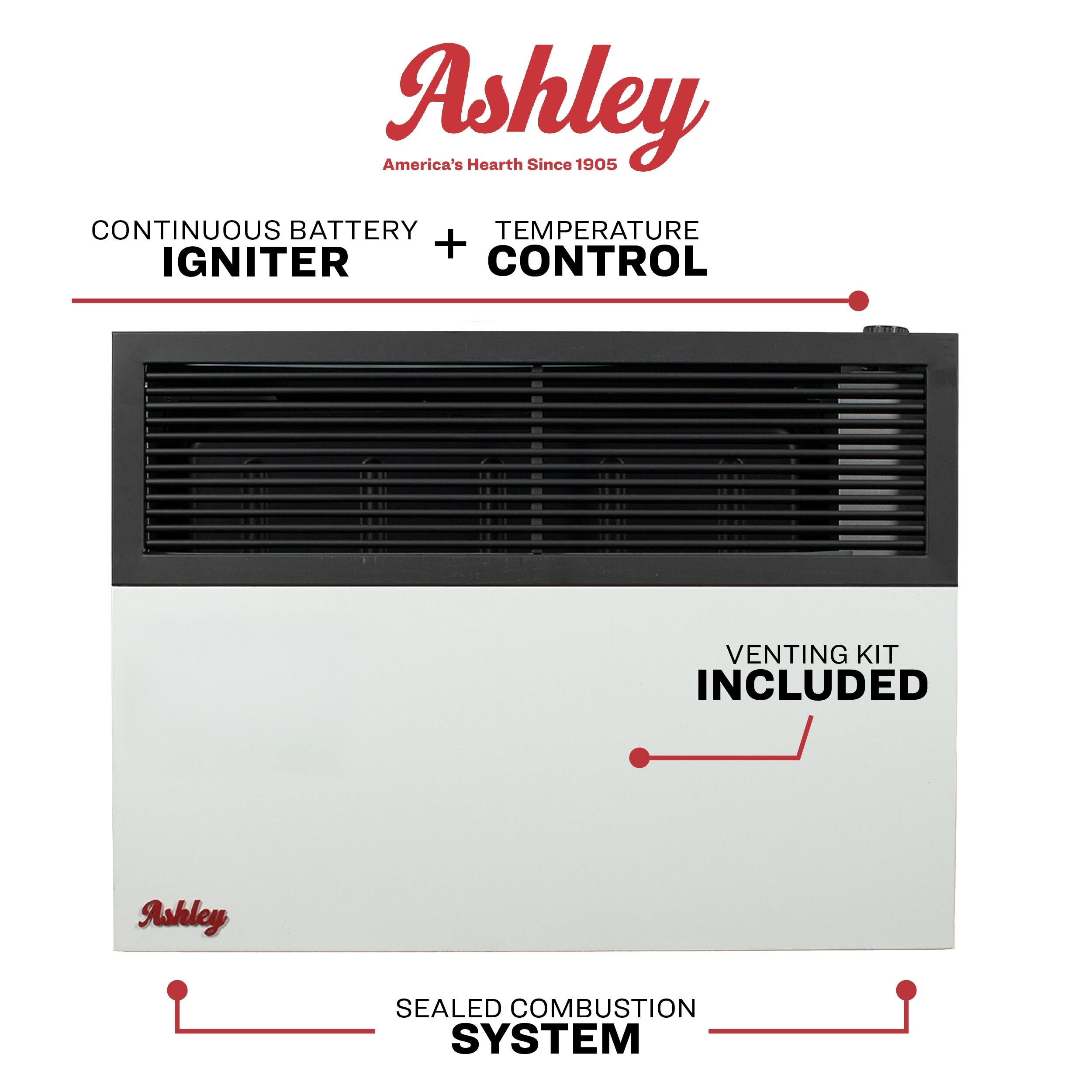 US Stove 28 Inch Ashley Dual Fuel Direct Vent Wall Heater