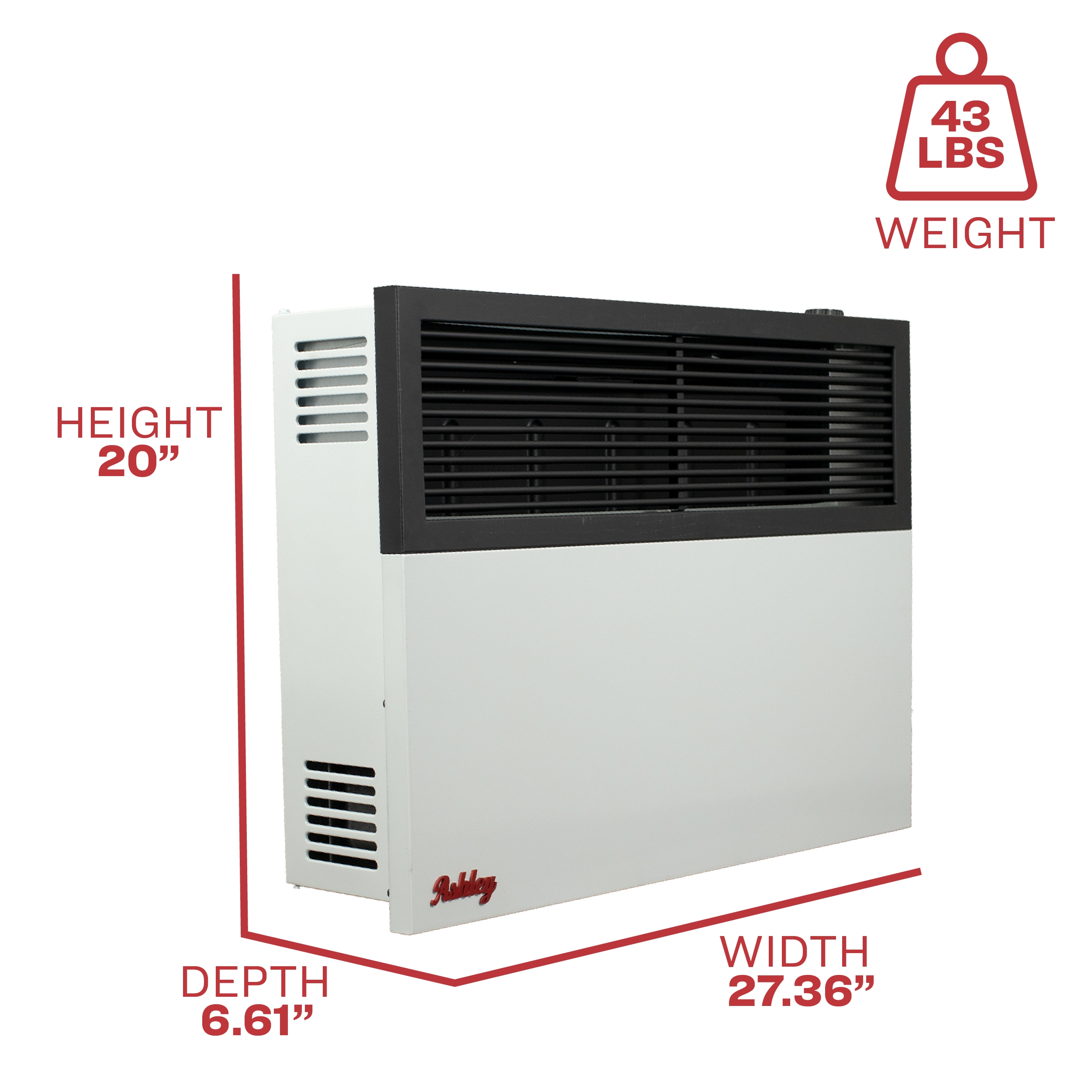 US Stove 28 Inch Ashley Dual Fuel Direct Vent Wall Heater