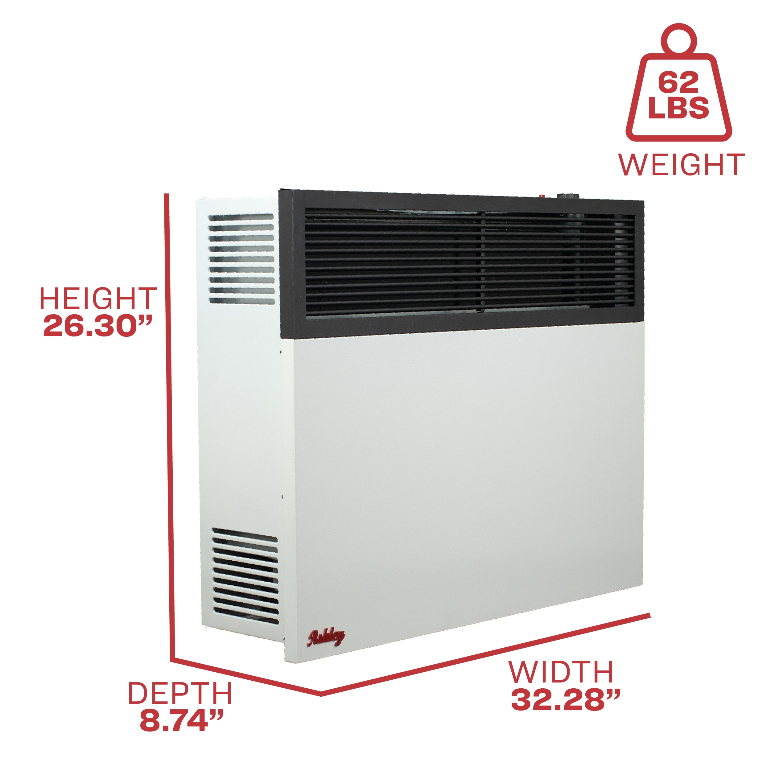 US Stove 33 Inch Ashley Direct Vent Gas Wall Heater