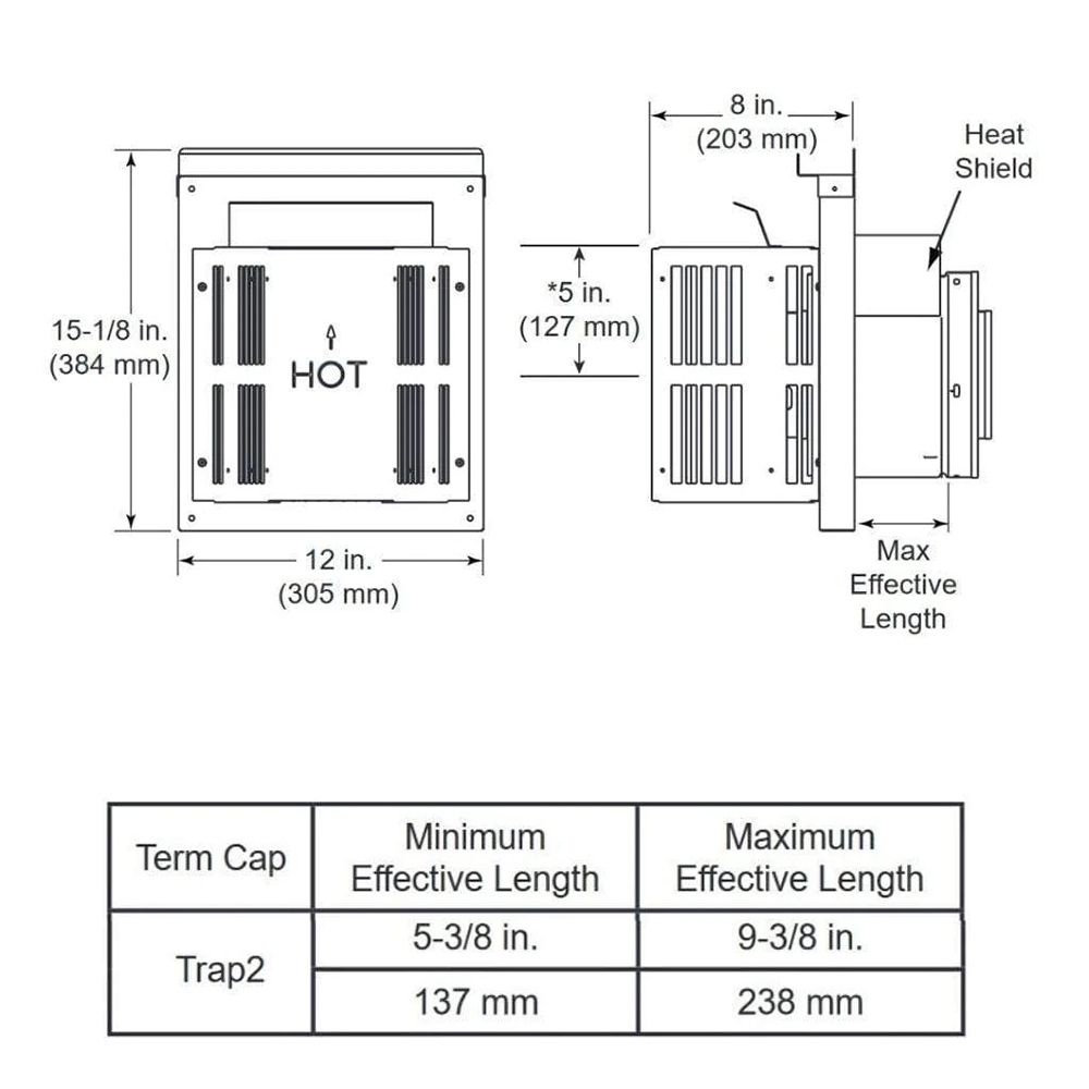 Majestic Horizontal Termination Cap with Long Flue - For DVP Pipe Systems