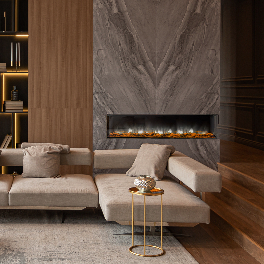 Dynasty Fireplaces 64 Inch Melody Multi-Sided Smart Electric Fireplace