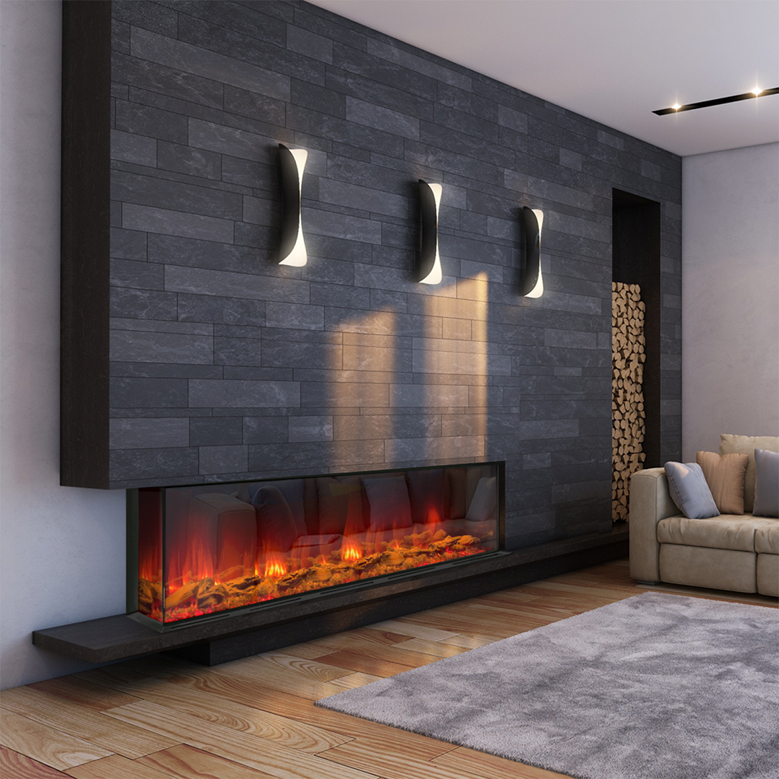 Dynasty Fireplaces 64 Inch Melody Multi-Sided Smart Electric Fireplace