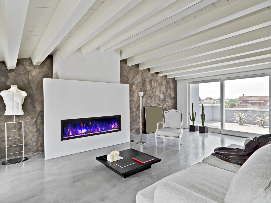 Dynasty Fireplaces 64 Inch Cascade Smart Flush Mount Linear Electric Fireplace