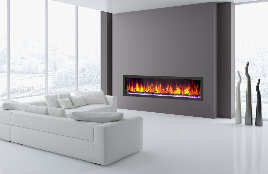 Dynasty Fireplaces 74 Inch Cascade Smart Flush Mount Linear Electric Fireplace