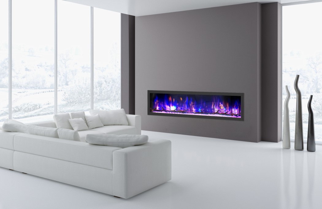 Dynasty Fireplaces 74 Inch Cascade Smart Flush Mount Linear Electric Fireplace