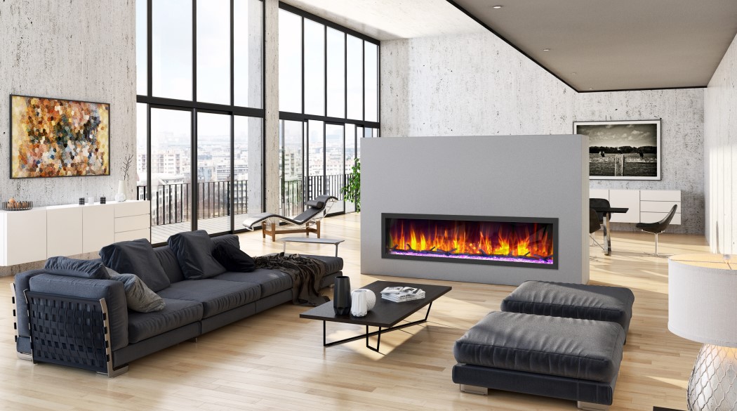 Dynasty Fireplaces 74 Inch Cascade Smart Flush Mount Linear Electric Fireplace
