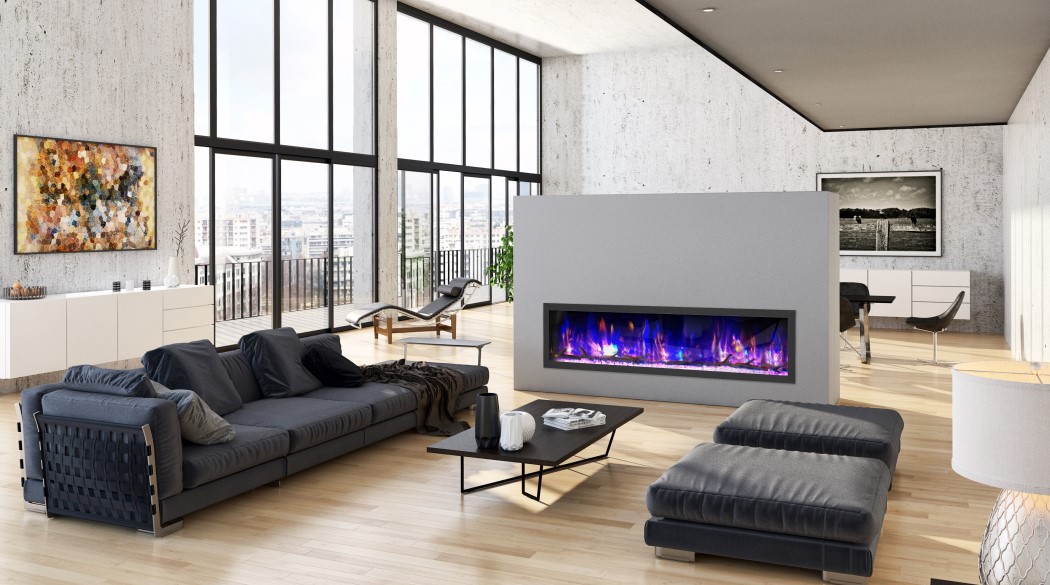 Dynasty Fireplaces 74 Inch Cascade Smart Flush Mount Linear Electric Fireplace