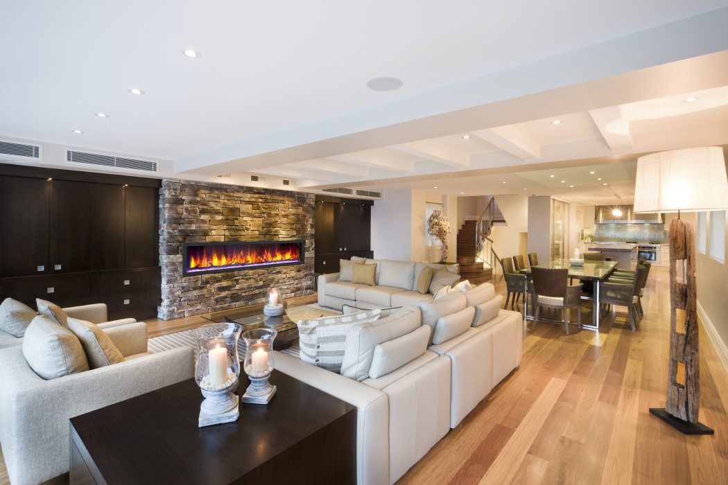 Dynasty Fireplaces 82 Inch Cascade Smart Flush Mount Linear Electric Fireplace