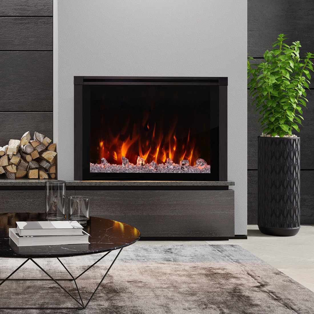JR Home 36 Inch ActiveFlame Pro Series Electric Fireplace Insert