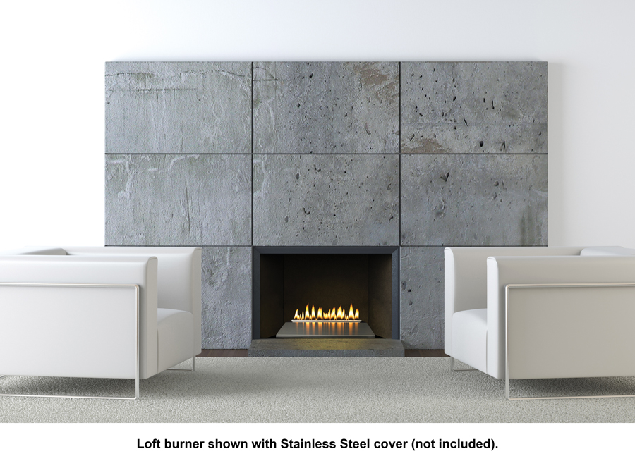 Empire 24" Black Polished Crushed Ventless Propane Gas Fire Glass Set and Intermittent Loft Burner