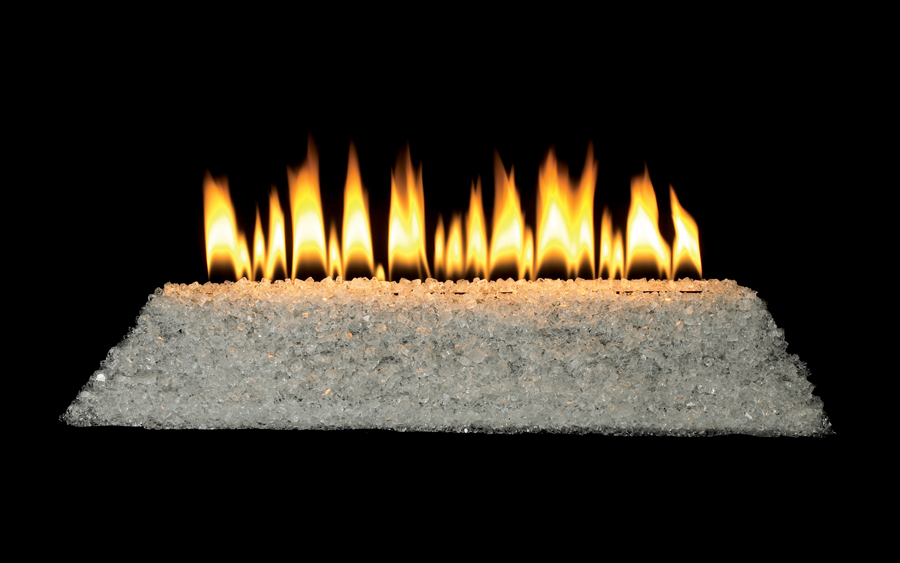Empire 24" Clear Frost Crushed Ventless Natural Gas Fire Glass Set and Millivolt Loft Burner