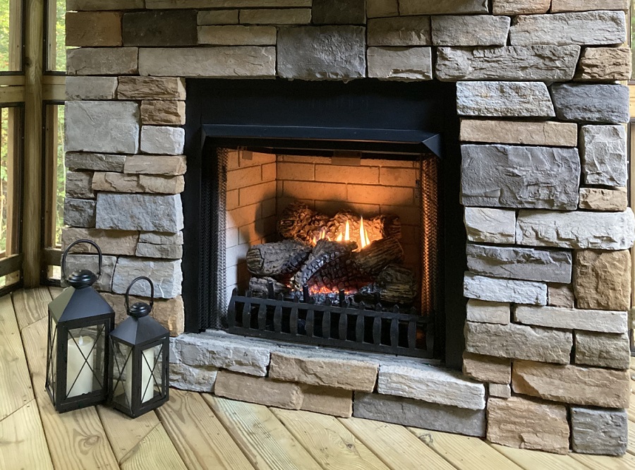 Empire 18" Flint Hill Ceramic Fiber Ventless Propane Gas Log Set and Manual Contour Burner