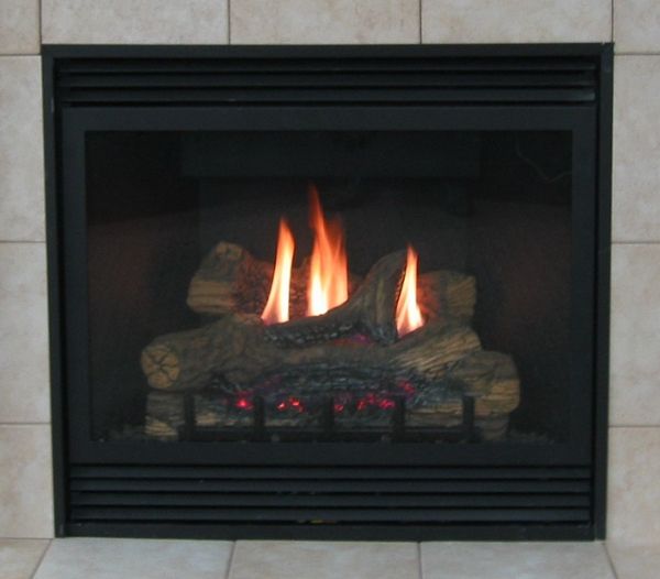 Empire Corner Mantel and Tahoe Deluxe 32 Inch Direct Vent Fireplace - Millivolt Pilot