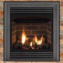 Empire Corner Mantel and Vail 24 Inch Vent Free Gas Fireplace - Millivolt Pilot