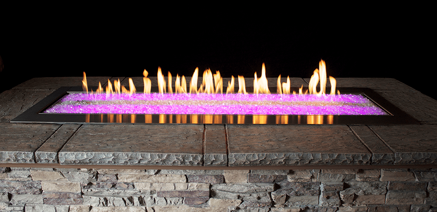 Empire Outdoor Linear Carol Rose 60-inch Stainless Steel Gas Fire Pit with LED Backlight