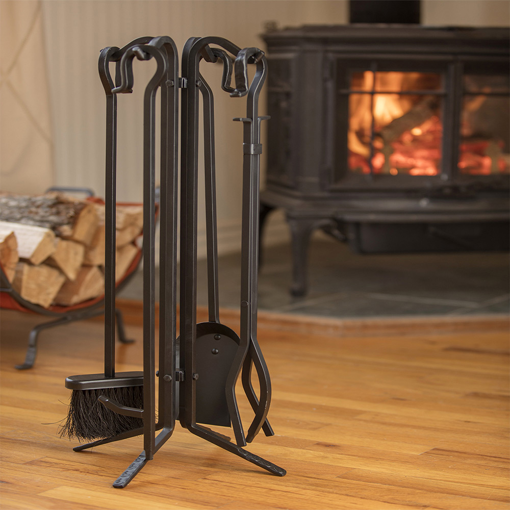 Uniflame Wrought Iron Fireplace Tool Set with Crook Handles