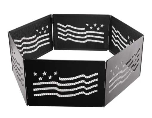 Blue Sky 36 Inch Hexagonal Black Steel Zion Portable Fire Ring with Carrying Bag