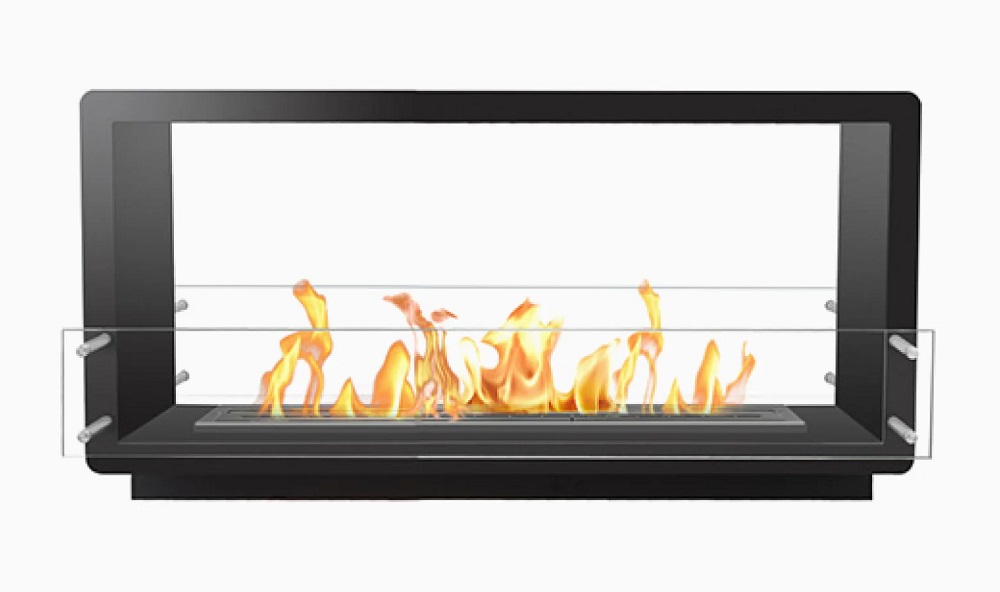 Bio Flame 52 Inch XL See-Through Ethanol Fireplace with 38 Inch Remote Control Burner