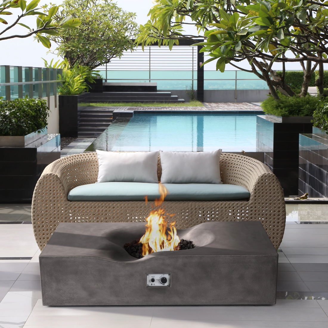 Pyromania Fire Features 60 Inch Venice Concrete Gas Fire Table