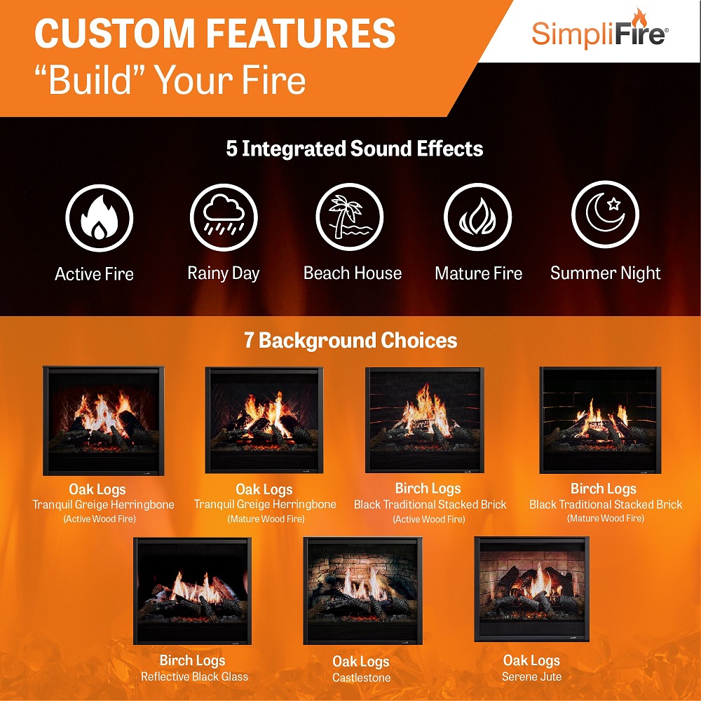 Simplifire 36 Inch Inception Traditional Electric Fireplace