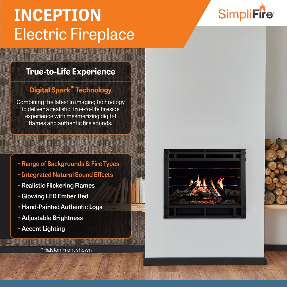 Simplifire 36 Inch Inception Traditional Electric Fireplace