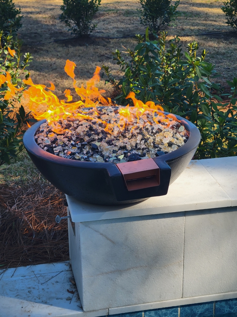 TessaRai Collection 30 Inch Round Fire and Water Bowl - Push Button Ignition