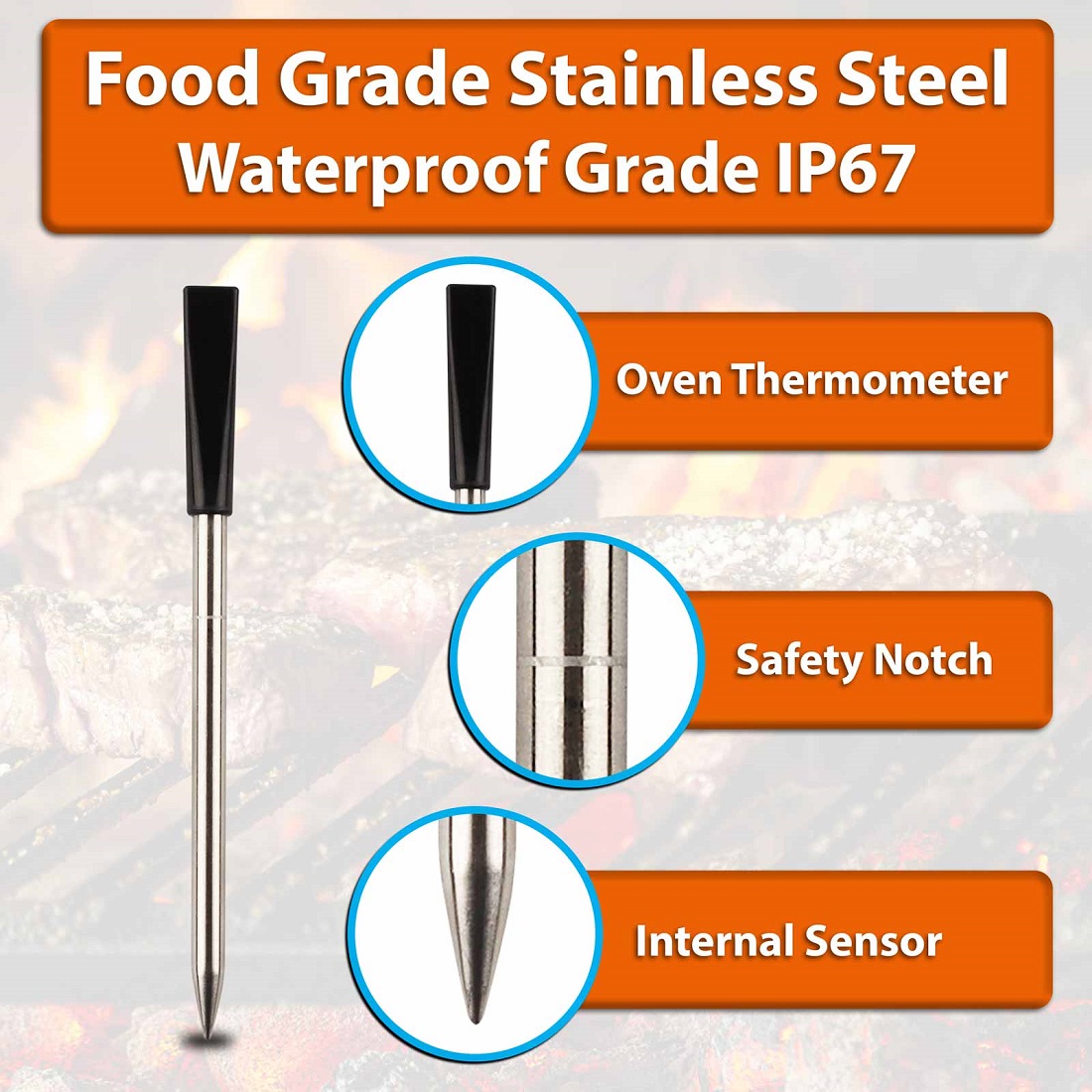 Flame-tec iFlame Smart Probe Meat Thermometer with Wi-Fi Dock