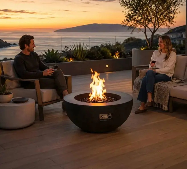 Flame Havens 36 Inch Round GFRC Gas Fire Pit