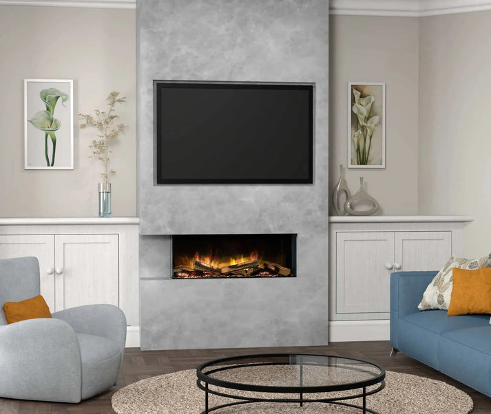 Flamerite Fires 40 Inch E-FX 1000 Linear Bay Front Electric Fireplace with Corner Options