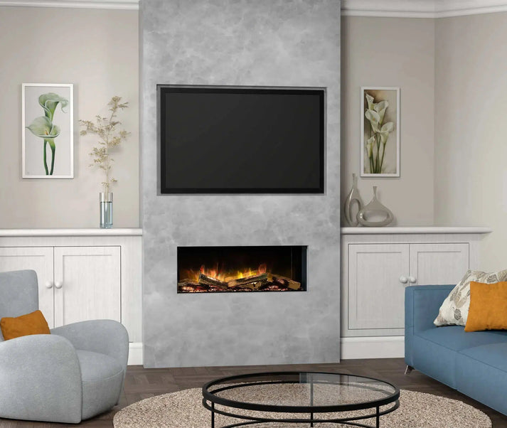Flamerite Fires 40 Inch E-FX 1000 Linear Bay Front Electric Fireplace with Corner Options