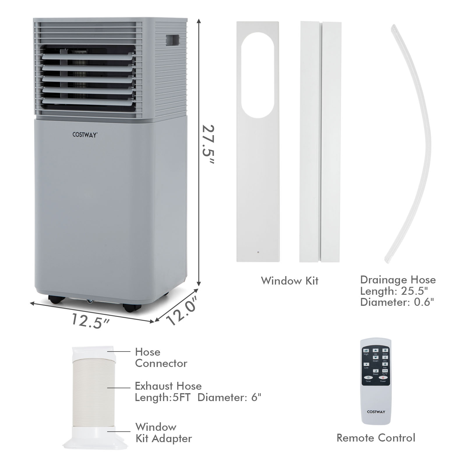 Costway 28 Inch 8K BTU AHRAE 3-in-1 Portable Air Conditioner, Dehumidifier, and Fan