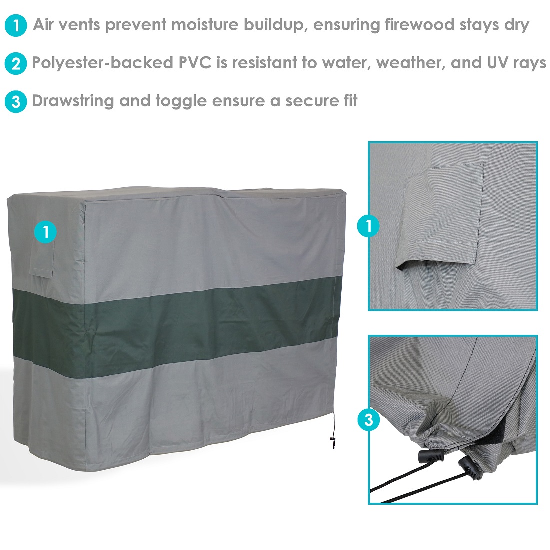 SunnyDaze 8 Foot Heavy-Duty Polyester Firewood Log Rack Cover