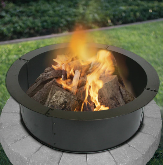 Blue Sky 34 Inch Round Black Steel Fire Ring