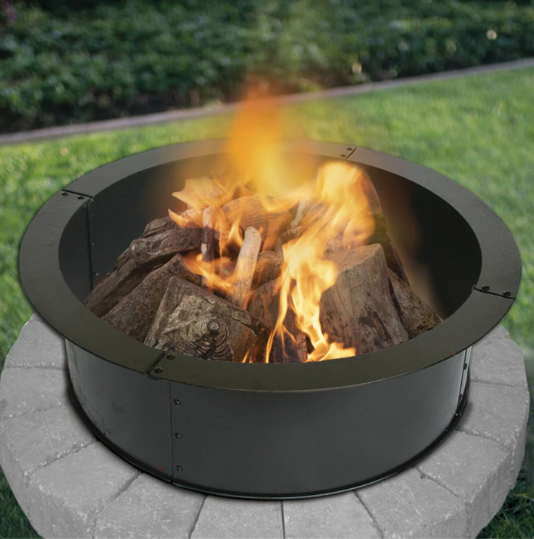 Blue Sky 42 Inch Round Black Steel Fire Ring
