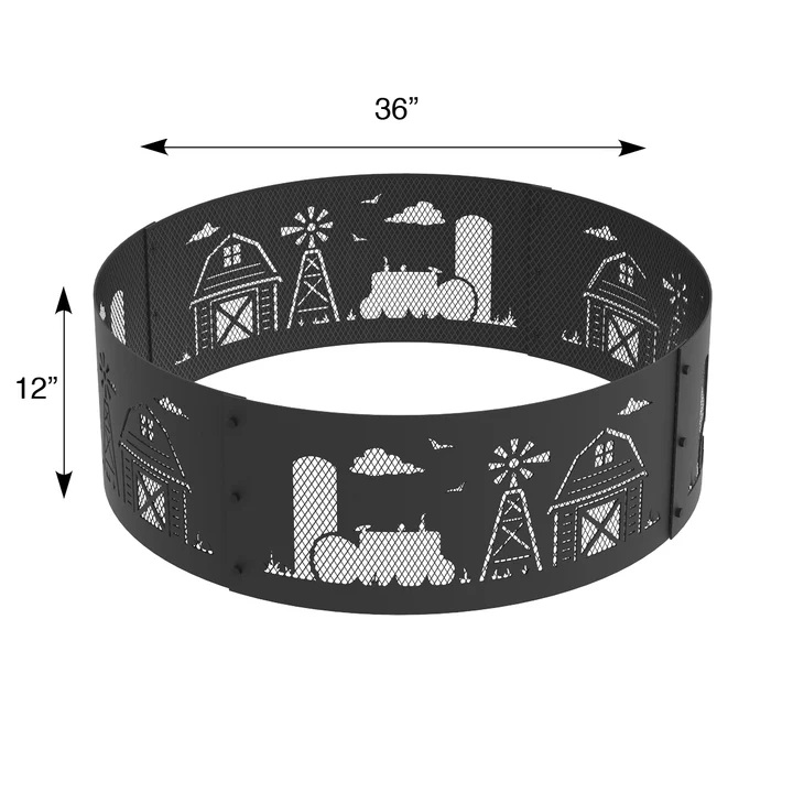 Blue Sky 36 Inch Round Black Steel Fire Ring