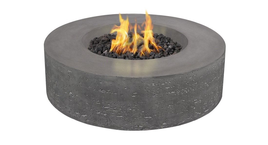 PyroMania Fire Features 41 Inch Genesis Round GFRC Gas Fire Table - Push Button Ignition