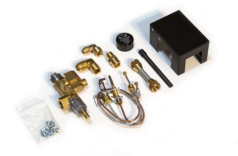 Grand Canyon 18" Arizona Juniper See-Through Vented Natural Gas Logs Set and Stainless Steel Two Burner with Safety Pilot Quick Mount Kit