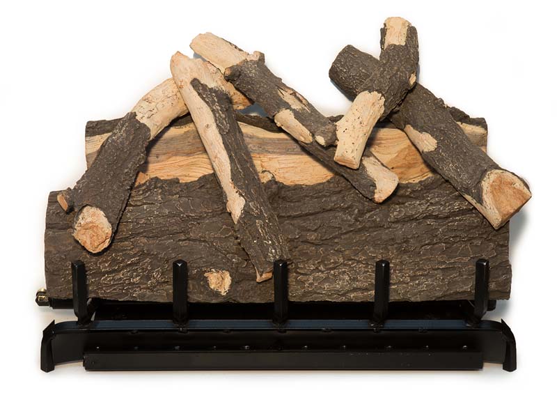 Grand Canyon 24" Blue Pine Split Vented Natural Gas Logs Set and Stainless Steel Two Burner with Manual Valve