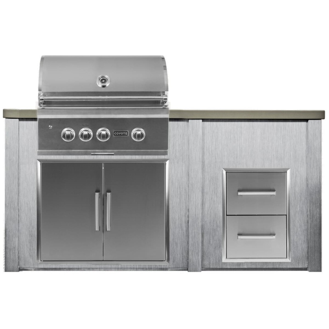 Haven Outdoor 6 Foot Coyote Outdoor Kitchen Island with 2-Drawer Cabinet