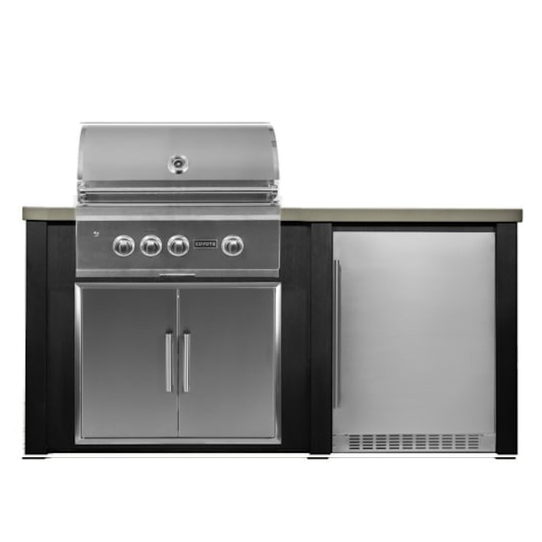 Haven Outdoor 6 Foot Coyote Outdoor Kitchen Island with Fridge