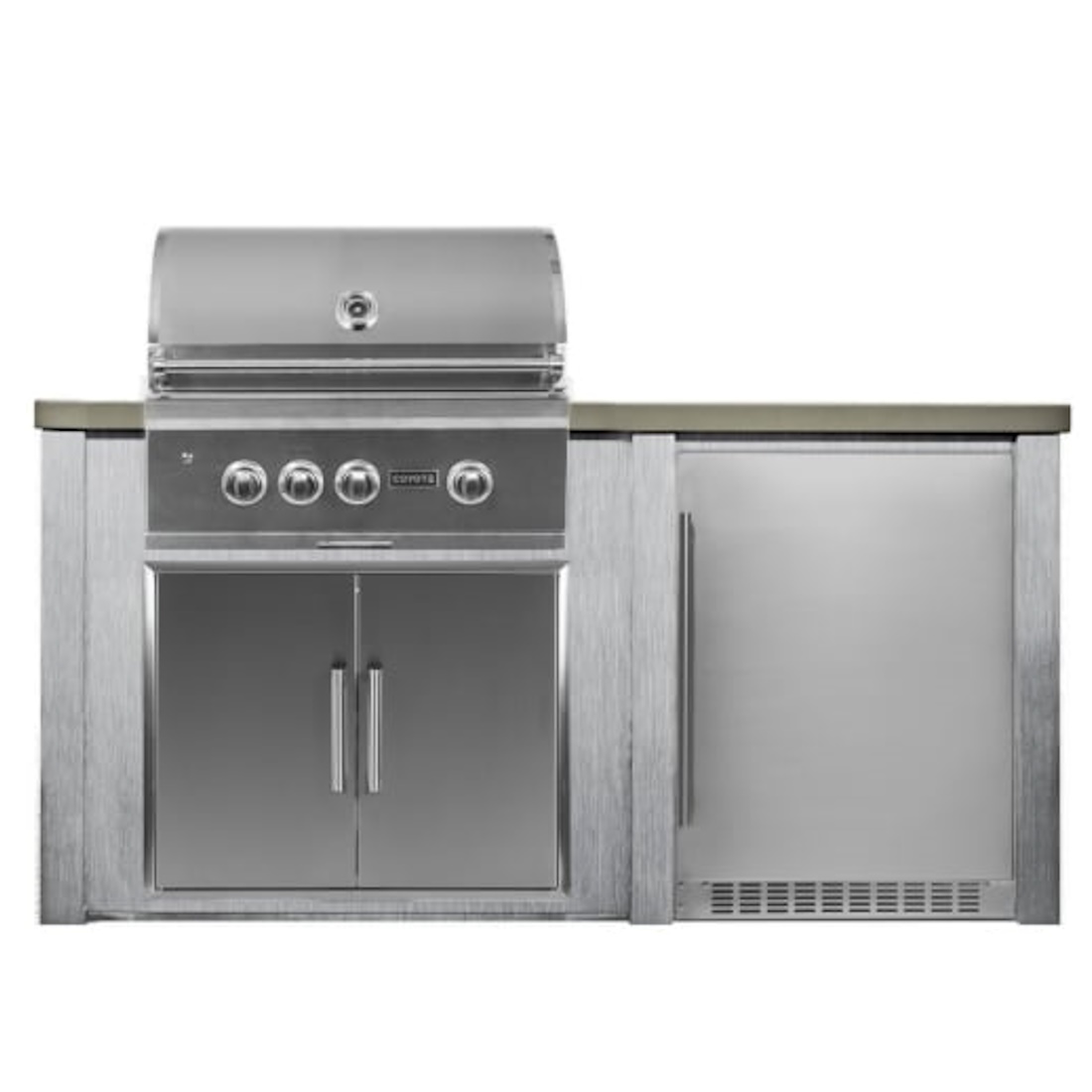 Haven Outdoor 6 Foot Coyote Outdoor Kitchen Island with Fridge